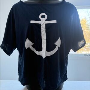 Navy Blue Anchor Graphic T-Shirt